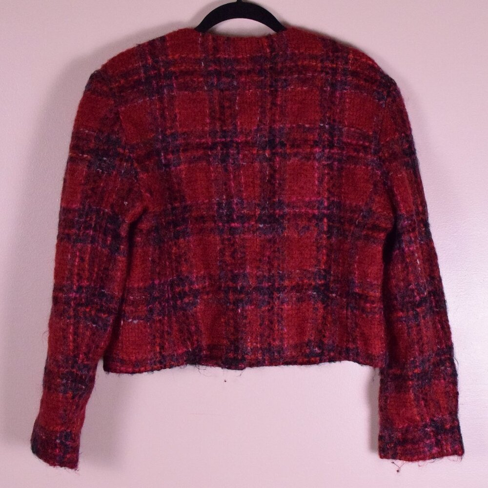 ORVIS Women's Vintage 70's Wool Red Plaid Lined Made in USA Blazer Jacket - M - Picture 5 of 7